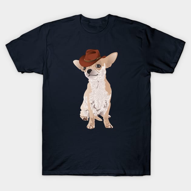 Cute Cowboy Chihuahua Dog T-Shirt T-Shirt by riin92